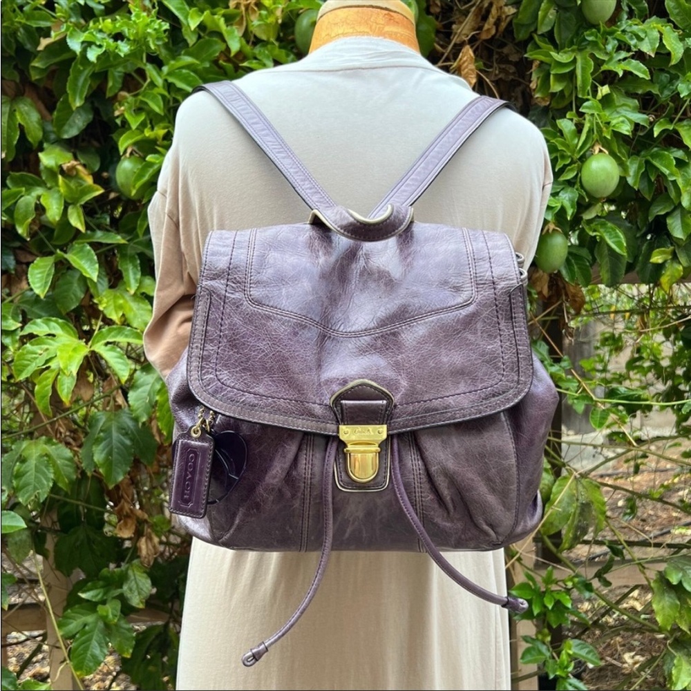 Rare Coach Distressed Leather Drawstring Backpack